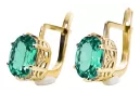 Earrings Vintage craft Emerald 14K Yellow gold vec003y